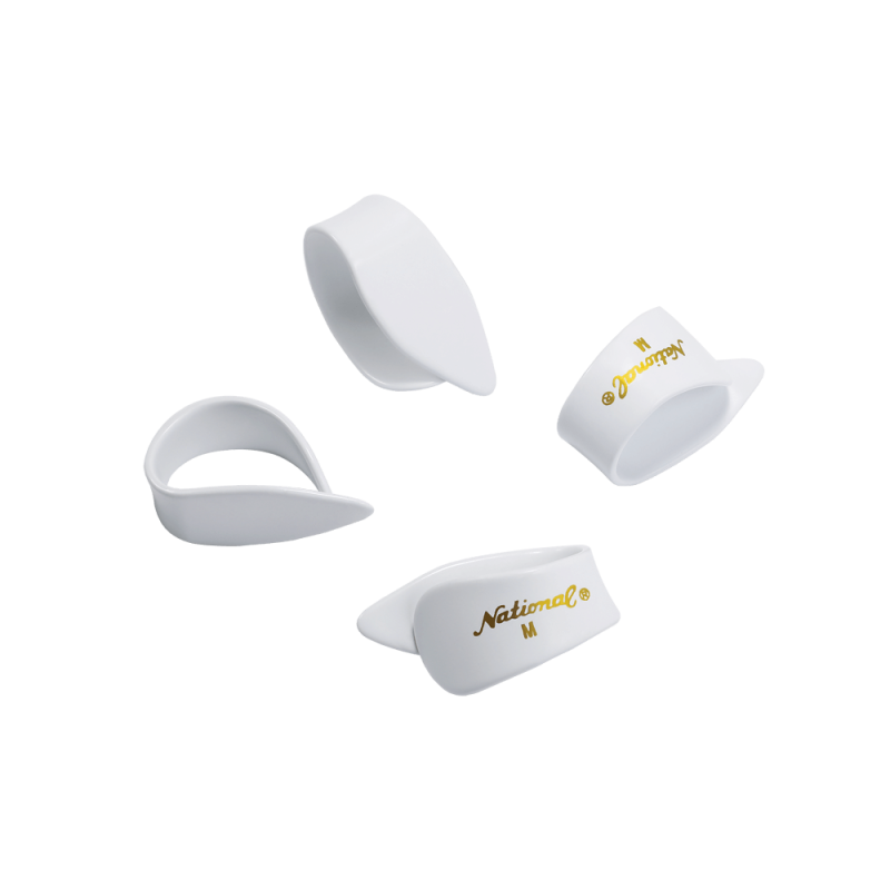 D'ADDARIO NATIONAL FINGER PICKS - White Celluloid, Medium, 4 pack