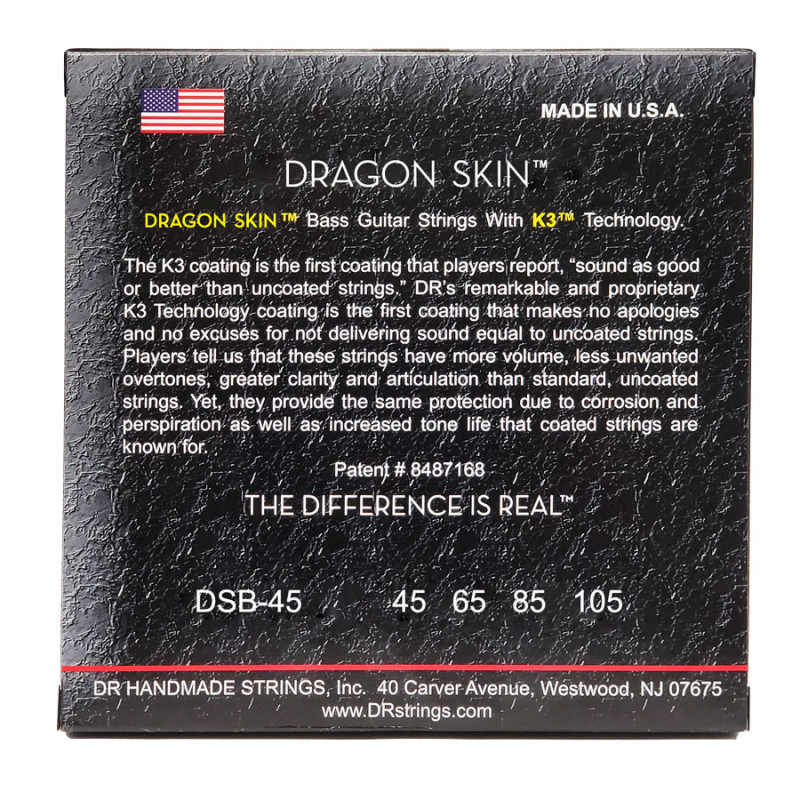 DR STRINGS DRAGON SKIN Bass - Medium (45-105) Струни для бас-гітари