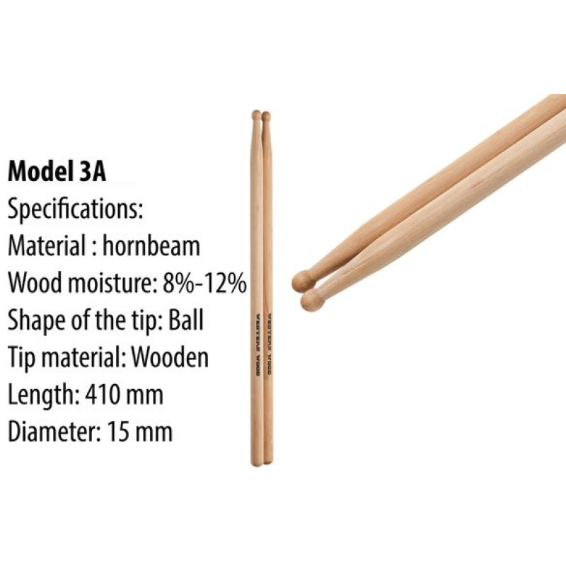 WESTERN WOOD HoRnbeam 3A Барабанні палички