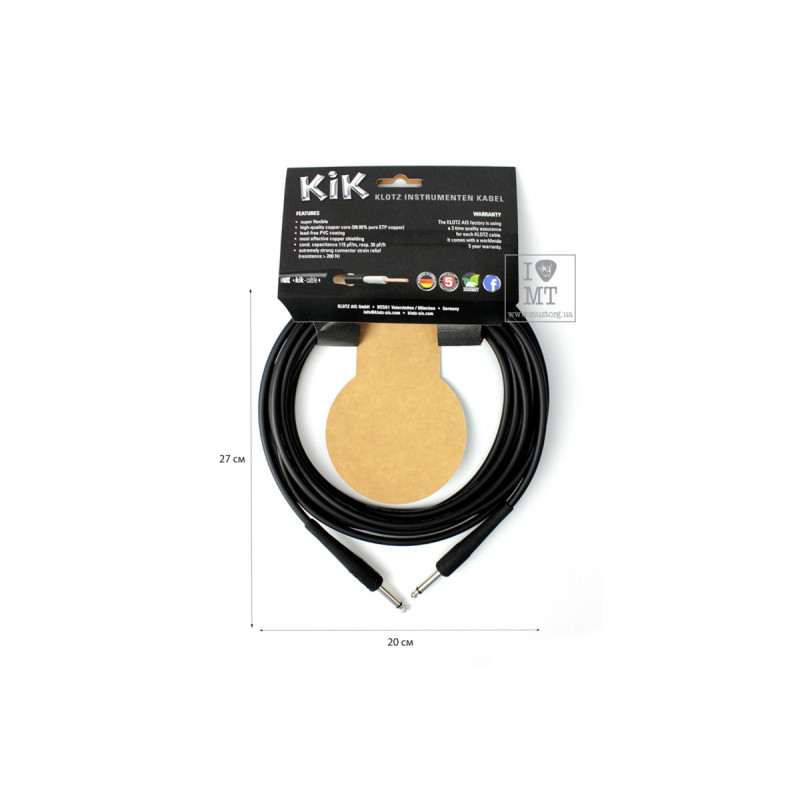 Кабель інструментальний KLOTZ KIK INSTRUMENT CABLE BLACK 4.5 M