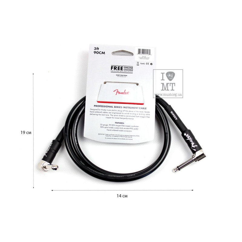 FENDER CABLE PROFESSIONAL SERIES 3' BLACK Кабель інструментальний