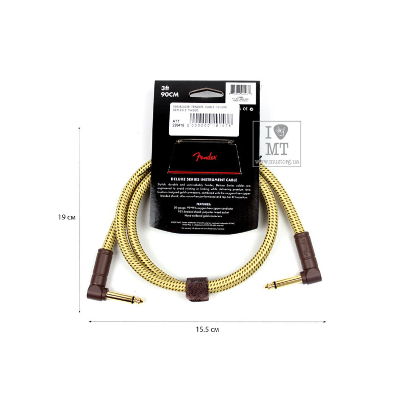 FENDER CABLE DELUXE SERIES 3' TWEED Кабель інструментальний