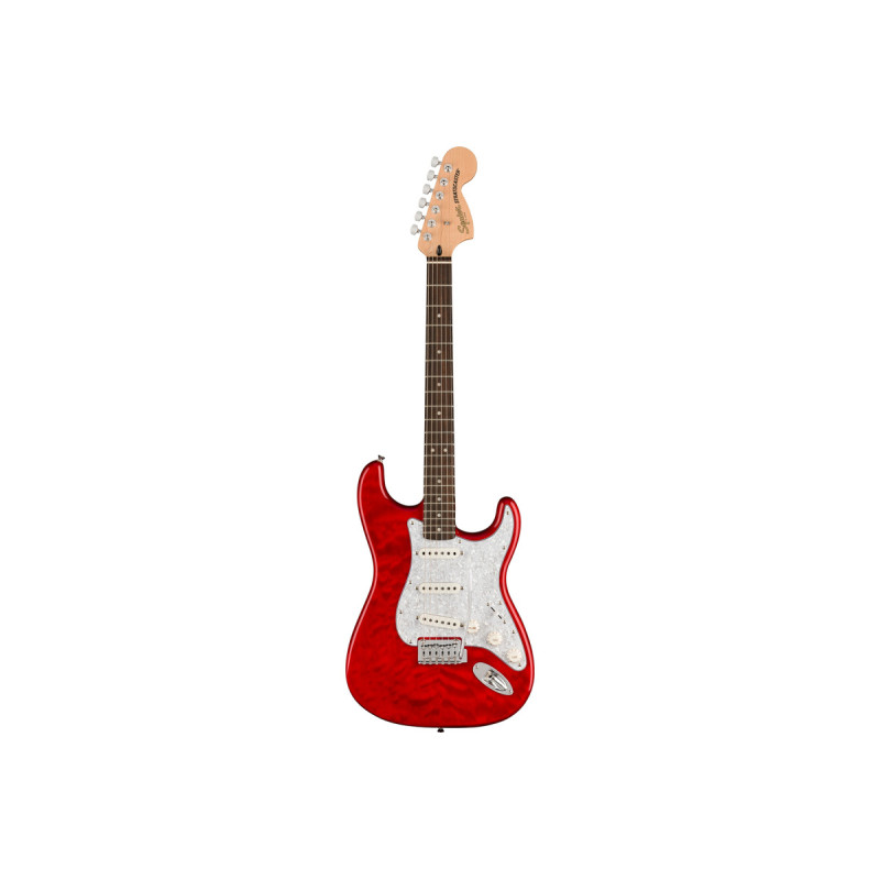 SQUIER by FENDER AFFINITY SERIES FSR STRATOCASTER QMT CRIMSON RED TRANSPARENT Електрогітара