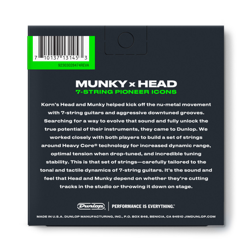 DUNLOP KRHCN10657 HEAVY CORE KORN GUITAR STRINGS (10-65) Струни для електрогітари