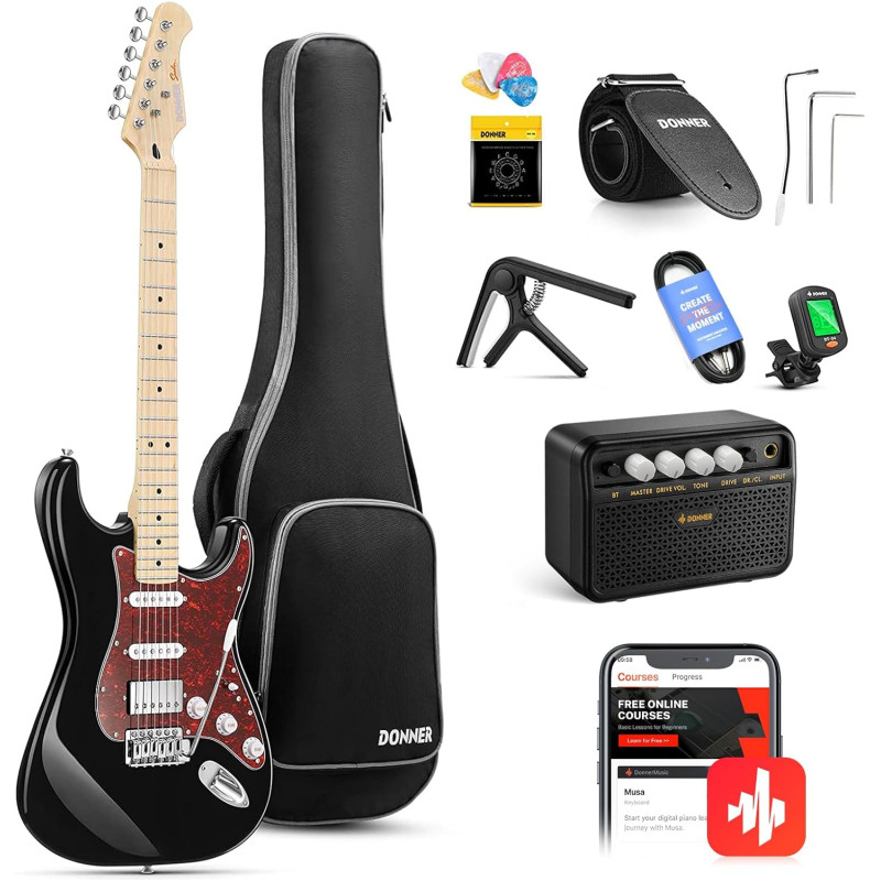DONNER MUSIC DST-152 Electric Guitar Kit Black EC1416 Електрогітара набір