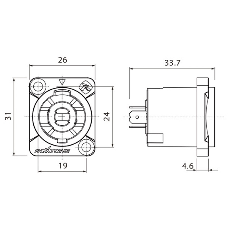 Роз'єм Roxtone RS4MD-T SPEAKON панельний female (мама)