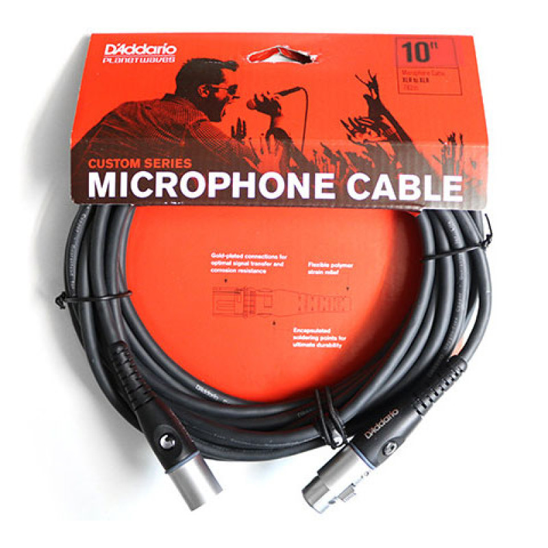 D'ADDARIO PW-M-10 Custom Series Microphone Cable (3m)