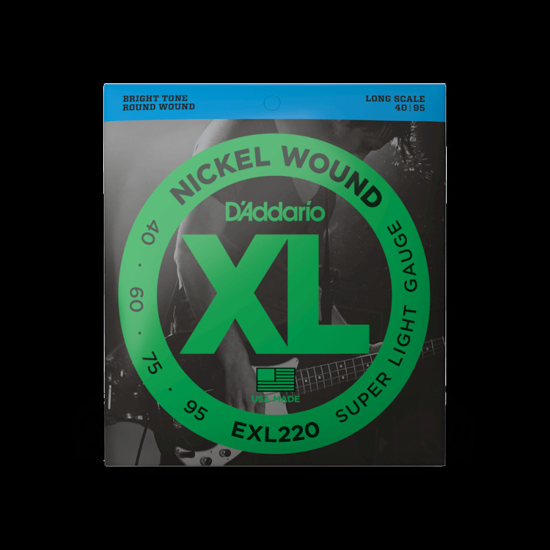 D‘ADDARIO EXL220 XL NICKEL WOUND BASS SUPER LIGHT (40-95) Струни для бас-гітари