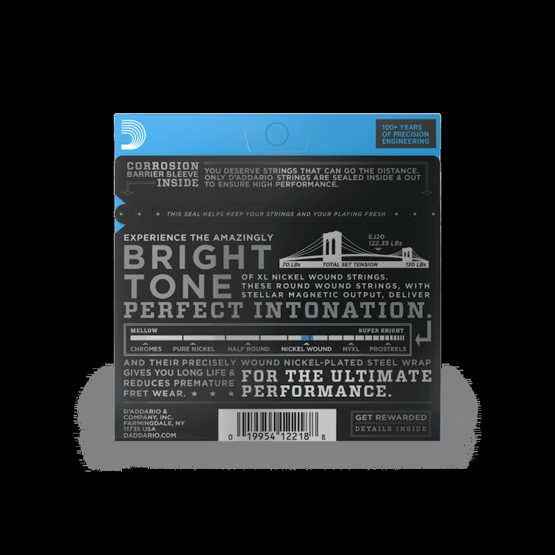 D’ADDARIO EJ20 XL NICKEL WOUND JAZZ EXTRA LIGHT (10-49) Струны для электрогитары