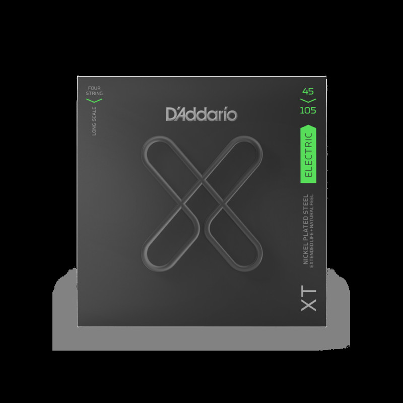 D‘ADDARIO XTB45105 XT BASS NICKEL PLATED STEEL LIGHT TOP / MEDIUM BOTTOM (45-105) Струни для бас-гітари