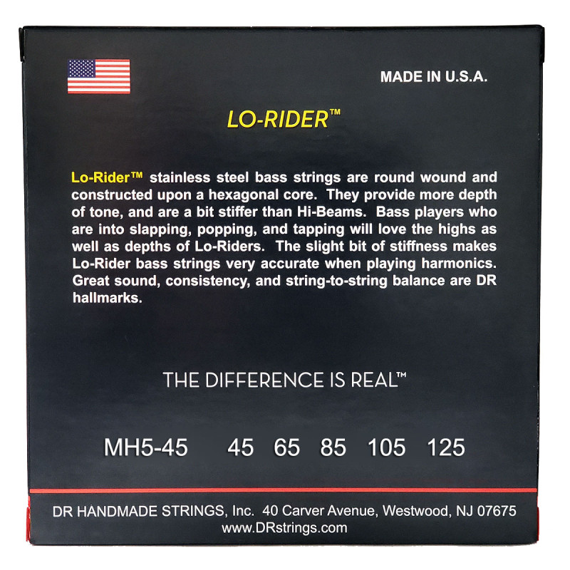 DR STRINGS LO-RIDER Bass - Medium - 5-String (45-125) Струни для бас-гітари