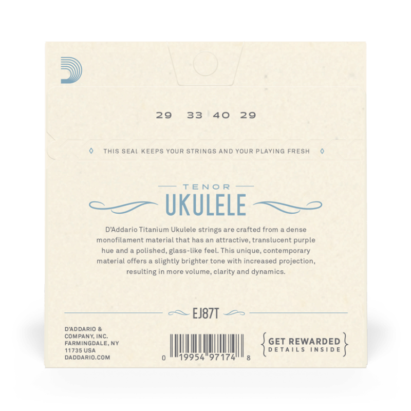 D’ADDARIO EJ87T TITANIUM UKULELE TENOR Струны для укулеле