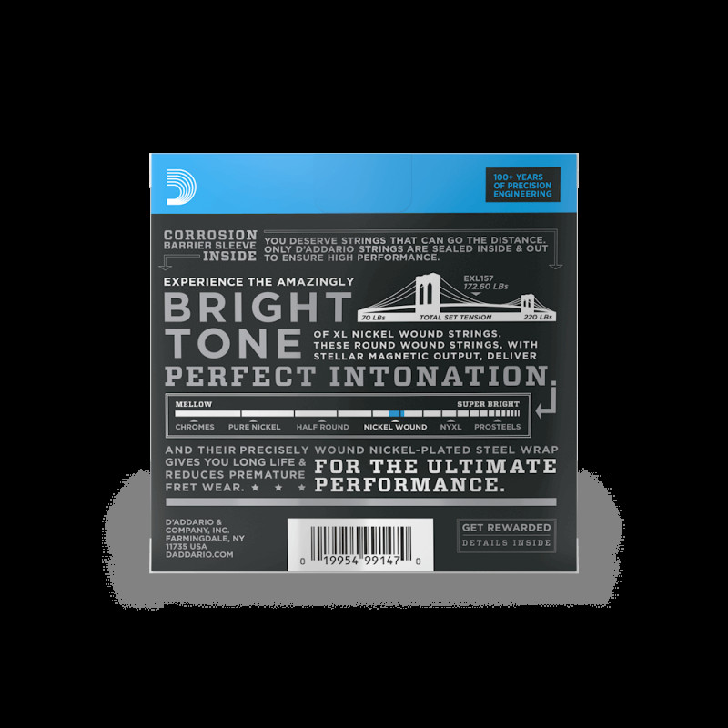 D’ADDARIO EXL157 XL NICKEL WOUND BARITONE MEDIUM (14-68) Струны для электрогитары