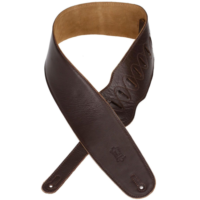 LEVY'S M4GF-DBR CLASSICS SERIES PADDED GARMENT LEATHER BASS STRAP (DARK BROWN) Ремінь для гітари