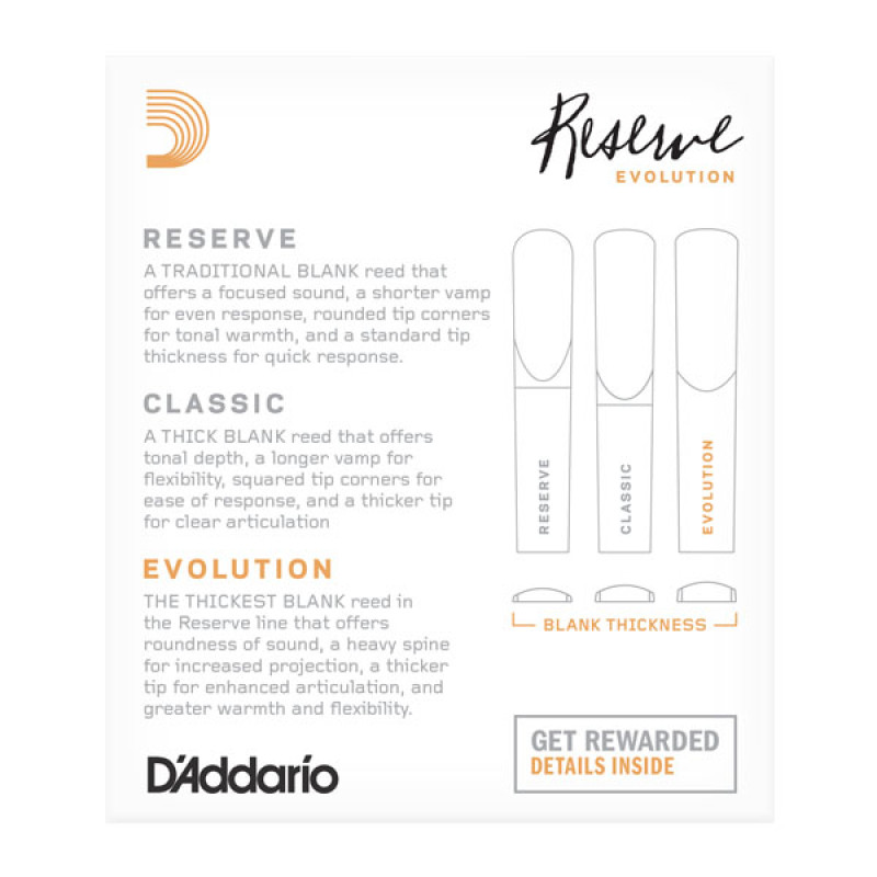 D`ADDARIO Reserve Evolution Bb Clarinet #3.0 - 10 Pack