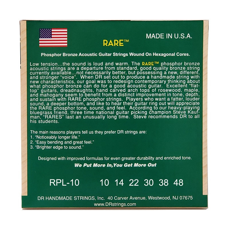 DR STRINGS RARE Acoustic Phosphor Bronze - Extra Light (10-48) Струни для акустичної гітари