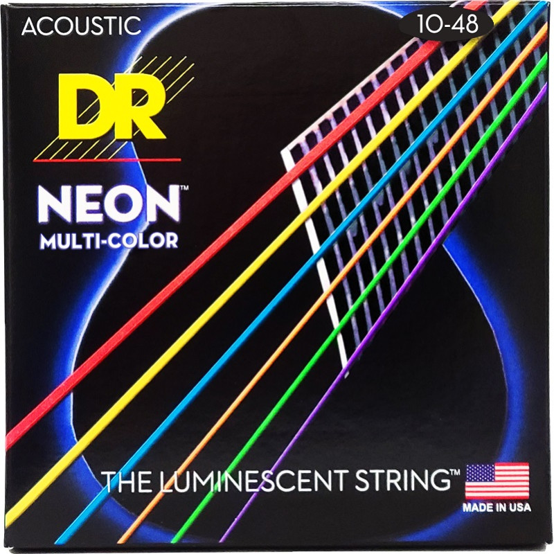 DR STRINGS NEON Multi-Color Acoustic - Extra Light (10-48) Струни для акустичної гітари