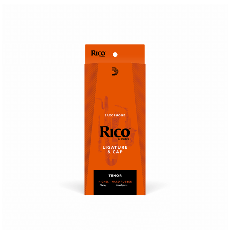 D`ADDARIO RICO LIGATURE & CAP FOR TENOR SAX, HARD RUBBER-STYLE Nickel-Plated