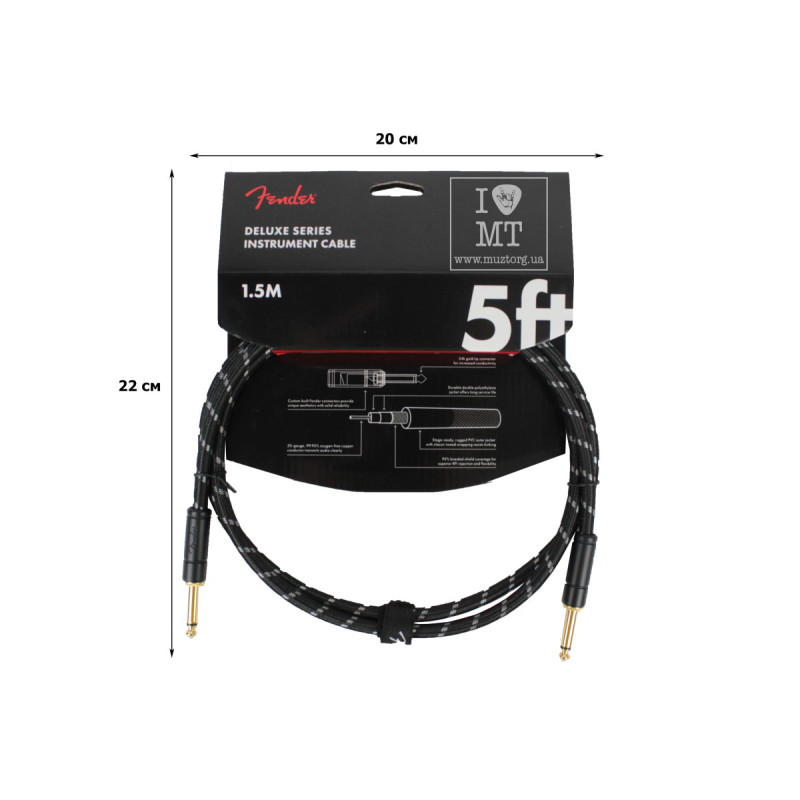 FENDER CABLE DELUXE SERIES 5' BLACK TWEED Кабель інструментальний