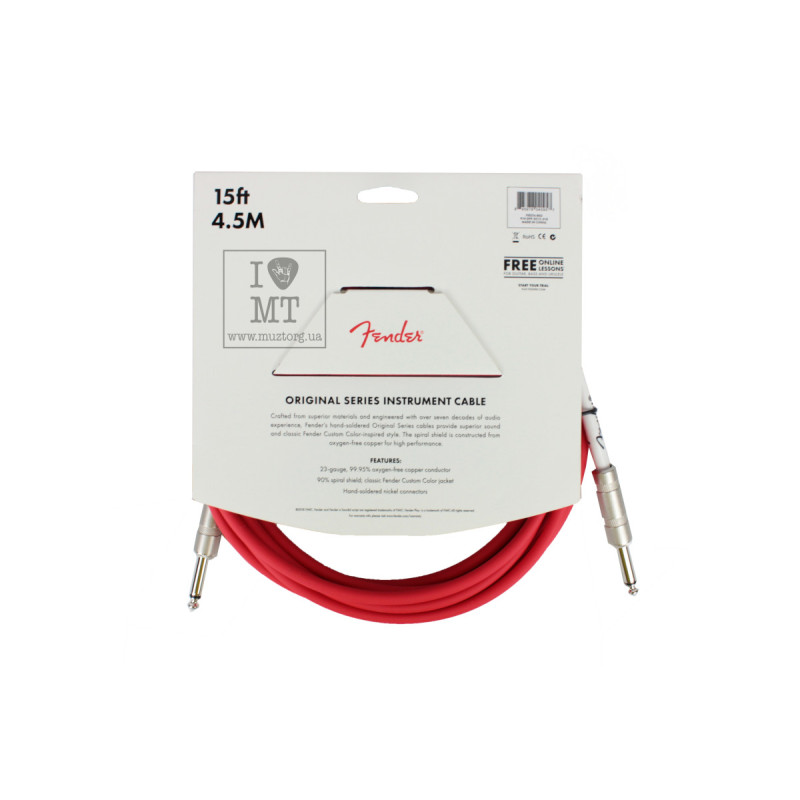FENDER CABLE ORIGINAL SERIES 15' FIESTA RED Кабель инструментальный