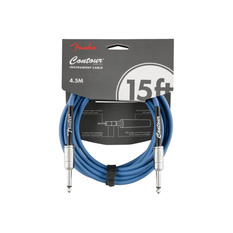 FENDER CABLE CONTOUR SERIES 15' LAKE PLACID BLUE Кабель інструментальний