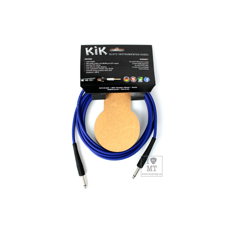 Кабель інструментальний KLOTZ KIK INSTRUMENT CABLE BLUE 3 M