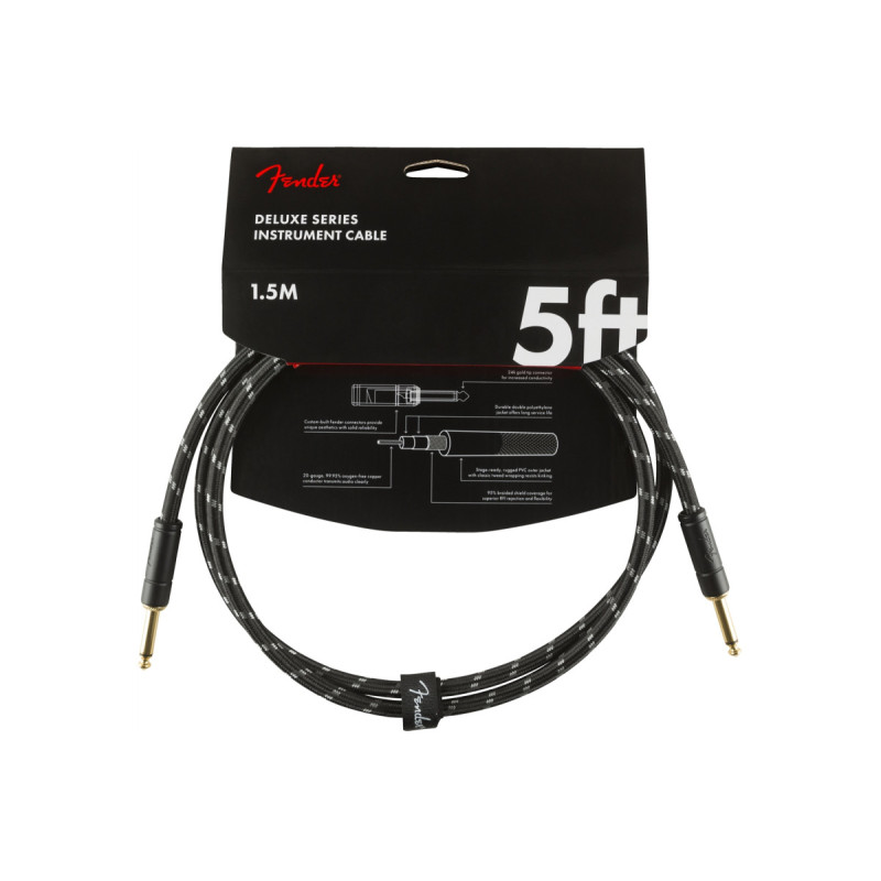FENDER CABLE DELUXE SERIES 5' BLACK TWEED Кабель інструментальний