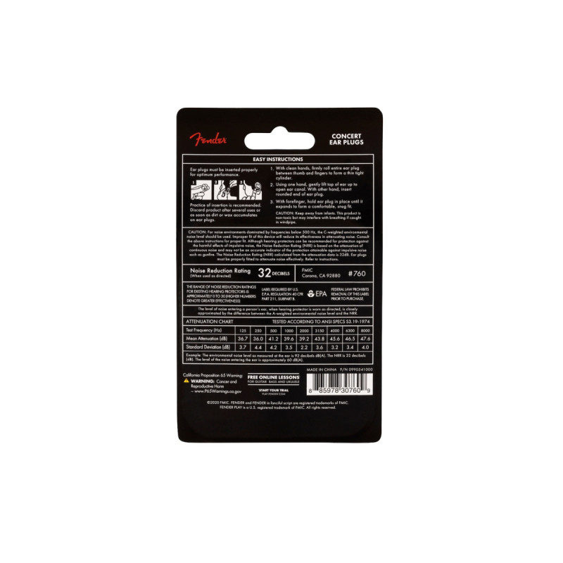 FENDER CONCERT EAR PLUGS (10 PAIR) DAPHNE BLUE Беруші