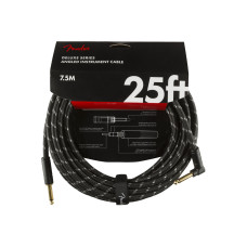 FENDER CABLE DELUXE SERIES 25' ANGLED BLACK TWEED Кабель інструментальний