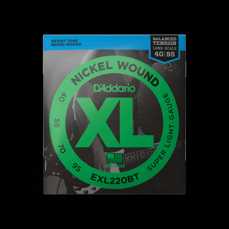 D‘ADDARIO EXL220BT XL NICKEL WOUND BALANCED TENSION SUPER LIGHT (40-95) Струни для бас-гітари
