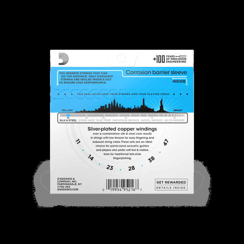 D‘ADDARIO EJ40 SILK & STEEL FOLK REGULAR LIGHT (11-47) Струни для акустичної гітари