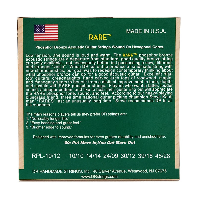 DR STRINGS RARE Acoustic Phosphor Bronze - 12 String (10-48) Струни для акустичної гітари