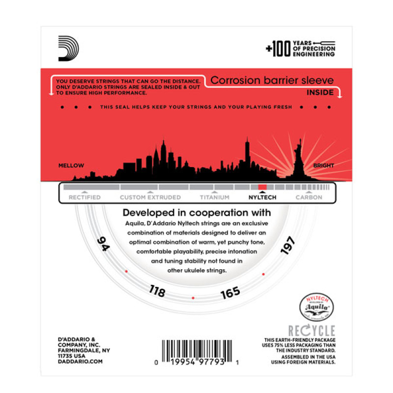 D’ADDARIO EJ88UB Nyltech Ukulele Bass Струны для укулеле