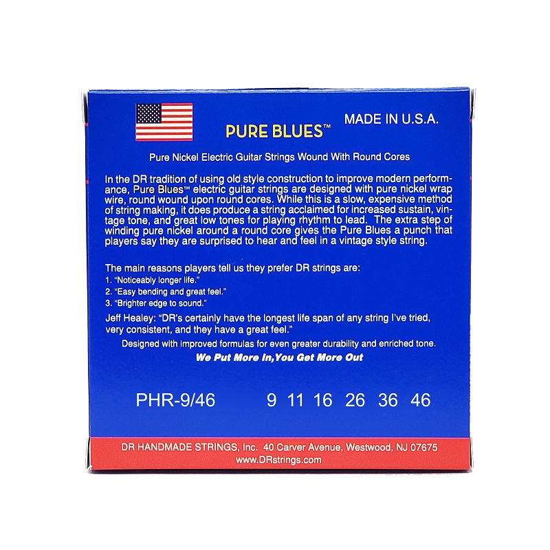 DR STRINGS PURE BLUES Electric Guitar Strings - Light to Medium (9-46) Струни для електрогітари