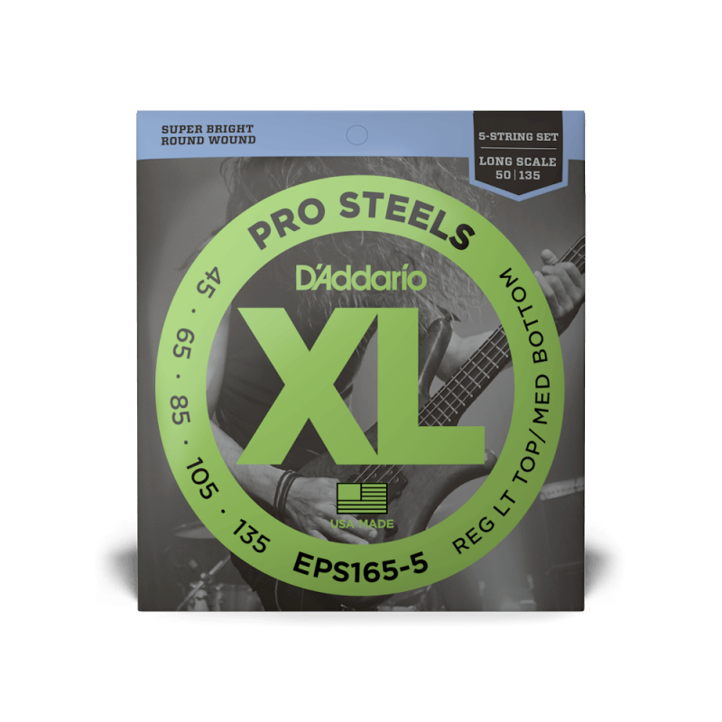 D‘ADDARIO EPS165-5 XL PROSTEELS BASS REG LIGHT TOP / MED BOTTOM 5-STRING (45-135) Струни для бас-гітари