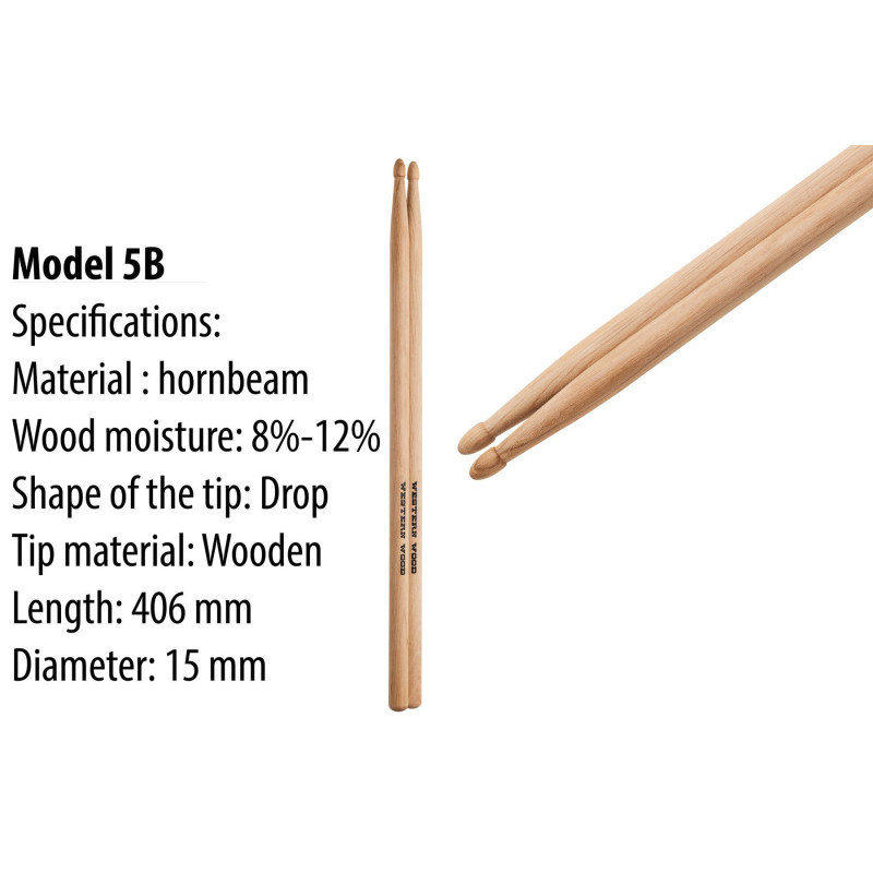 WESTERN WOOD HoRnbeam 5B Барабанні палички