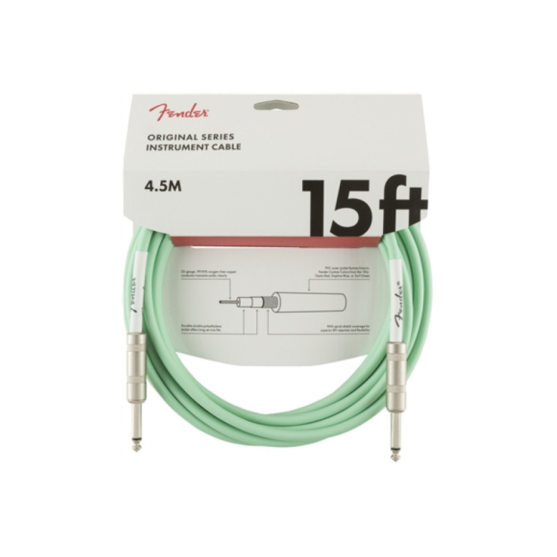 FENDER CABLE ORIGINAL SERIES 15' SURF GREEN Кабель инструментальный