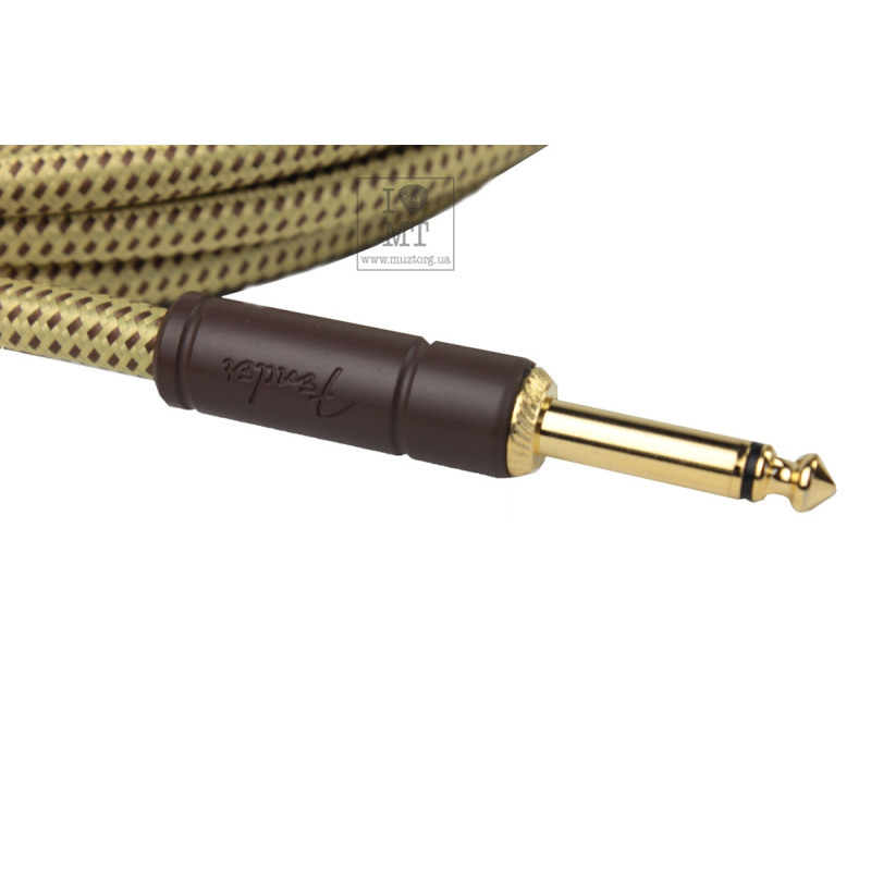 FENDER CABLE DELUXE SERIES 15' ANGLED TWEED Кабель инструментальный