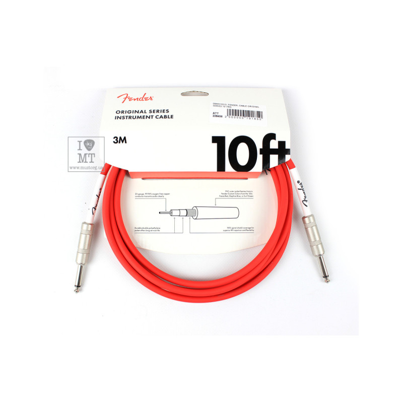 FENDER CABLE ORIGINAL SERIES 10' FIESTA RED Кабель інструментальний