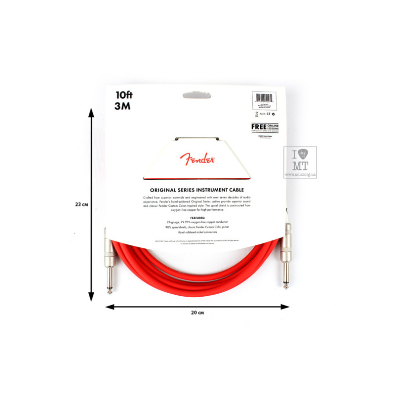 FENDER CABLE ORIGINAL SERIES 10' FIESTA RED Кабель інструментальний