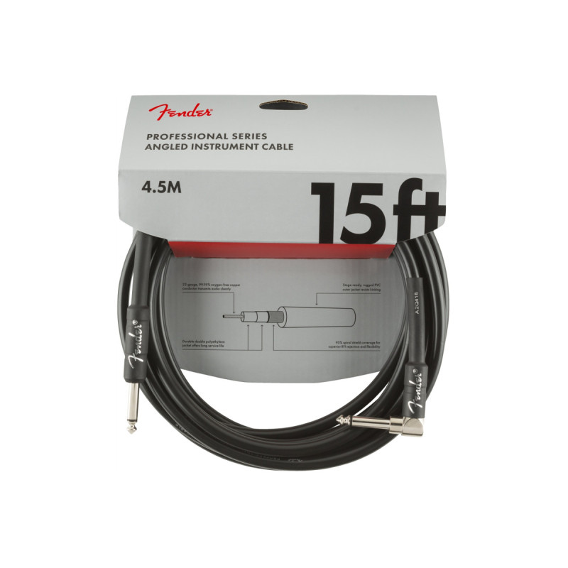 FENDER CABLE PROFESSIONAL SERIES ANGLED 15' BLACK Кабель инструментальный