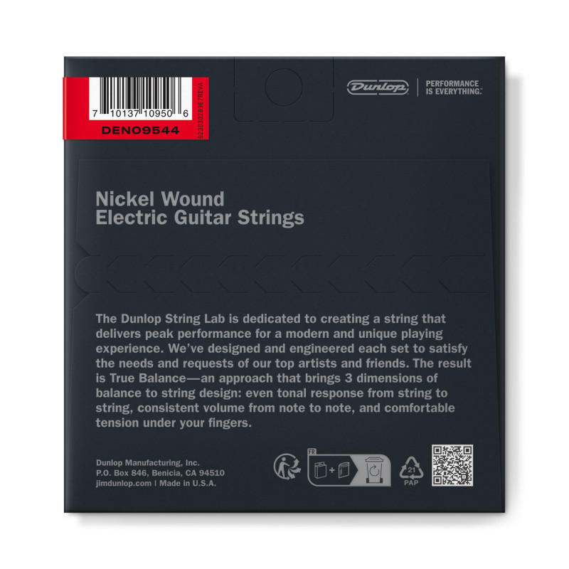 DUNLOP DEN09544 NICKEL WOUND ELECTRIC GUITAR STRINGS 9.5-44 Струни для електрогітари