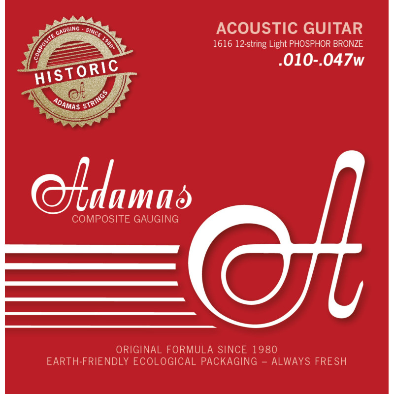 Струни для 12-струнної акустичної гітари Adamas Historic Reissue Phosphor Bronze 1616, 10-47w