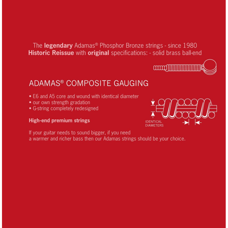 Струни для 12-струнної акустичної гітари Adamas Historic Reissue Phosphor Bronze 1616, 10-47w