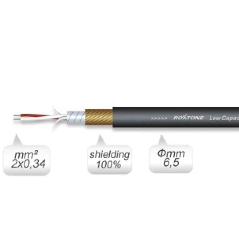 Кабель DMX Roxtone DMX002, 2х0.34 кв. мм, вн. діаметр 6.5 мм, 100 м