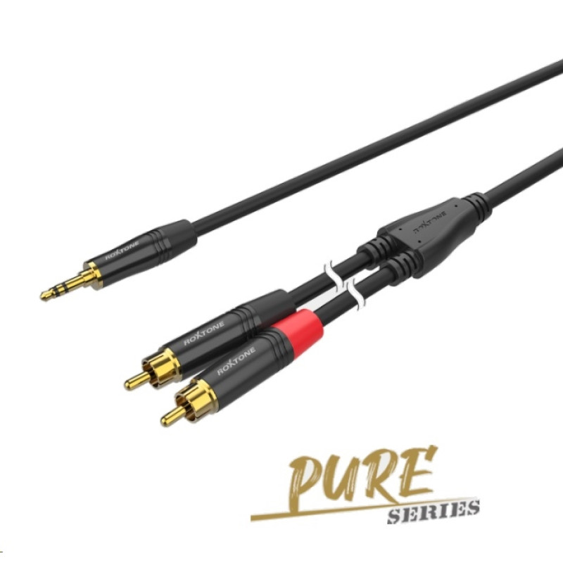 Готовий аудіокабель Roxtone PACC150L6, 1x3.5мм stereo - 2 x RCA, 6 м
