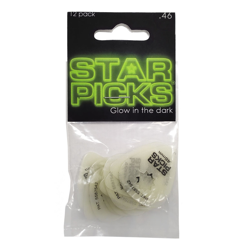 EVERLY GLOW IN THE DARK STAR PICK THIN .46mm (12-PACK)