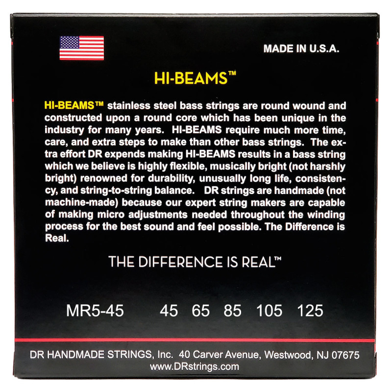 DR STRINGS HI-BEAM Bass - Medium - 5-String (45-125) Струни для бас-гітари