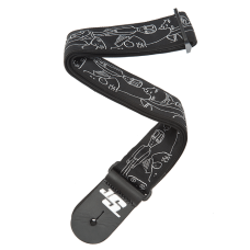D'ADDARIO JOE SATRANI WOVEN GUITAR STRAP (Silver Sketches)