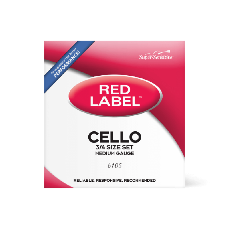 D`ADDARIO Super Sensitive 6105 Red Label Cello String Set - 3/4 Size